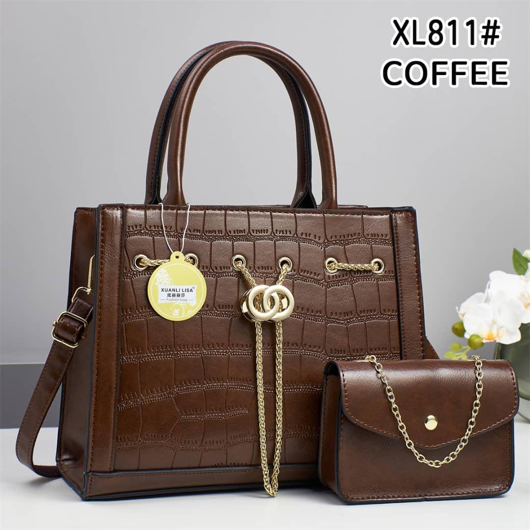 OFFER 🔥 🔥 🔥NEW IN MARKET, LADIES & WOMEN GENUINE LEATHER 2PCS SHOULDER BAGS HANDBAGS & CHAIN SLING BAG.