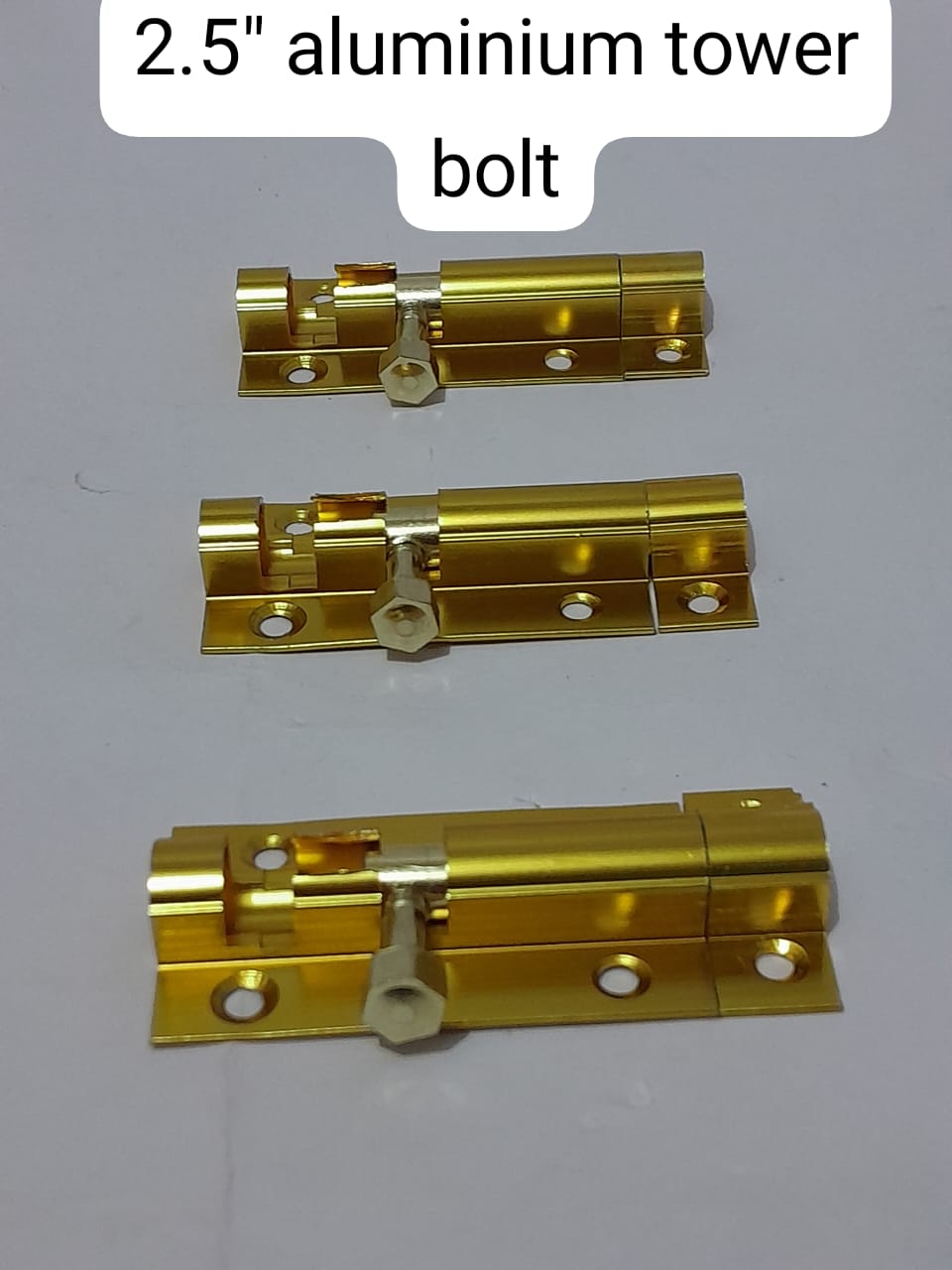 (Pack of 10 ) Aluminium Tower Bolt 2.5inch/3inch/ 4inch – Upgrade your door security with this high-quality  Aluminium Tower Bolt designed for strong and reliable locking.RUST PROOF”.