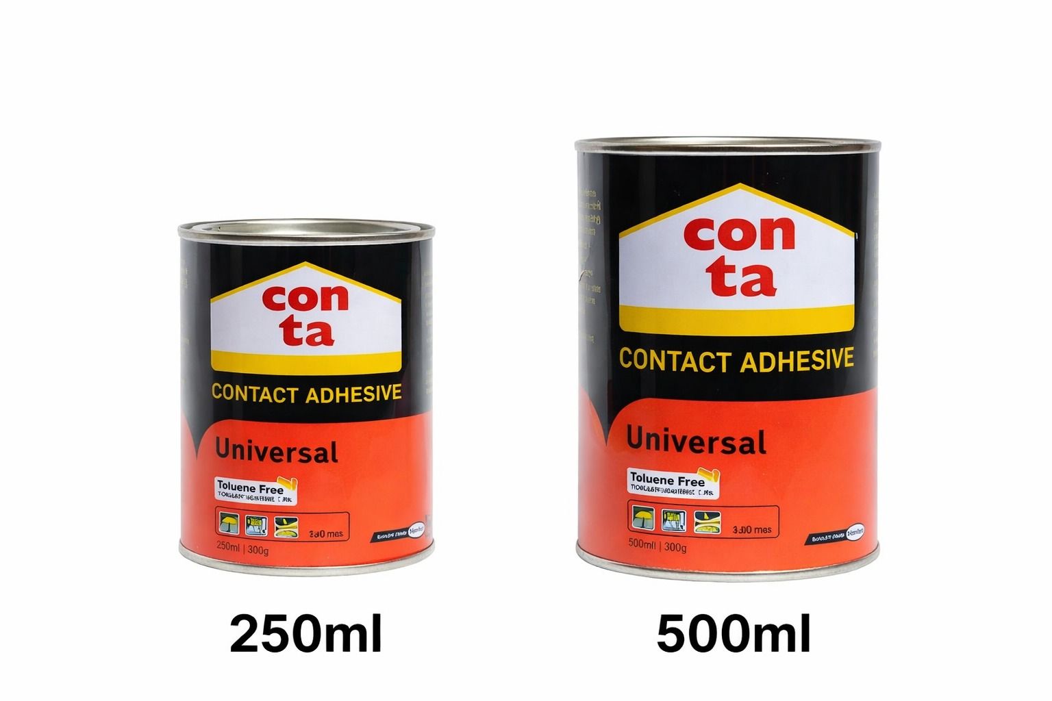 Conta Universal Contact Adhesive Glue (Toluene-Free),Available in 250Ml,500Ml,1L and 4L- 
Strong Bonding & Multi-Purpose Use for Wood, Leather, Plastic, Metal, Rubber & More .fast-drying bonding agent
