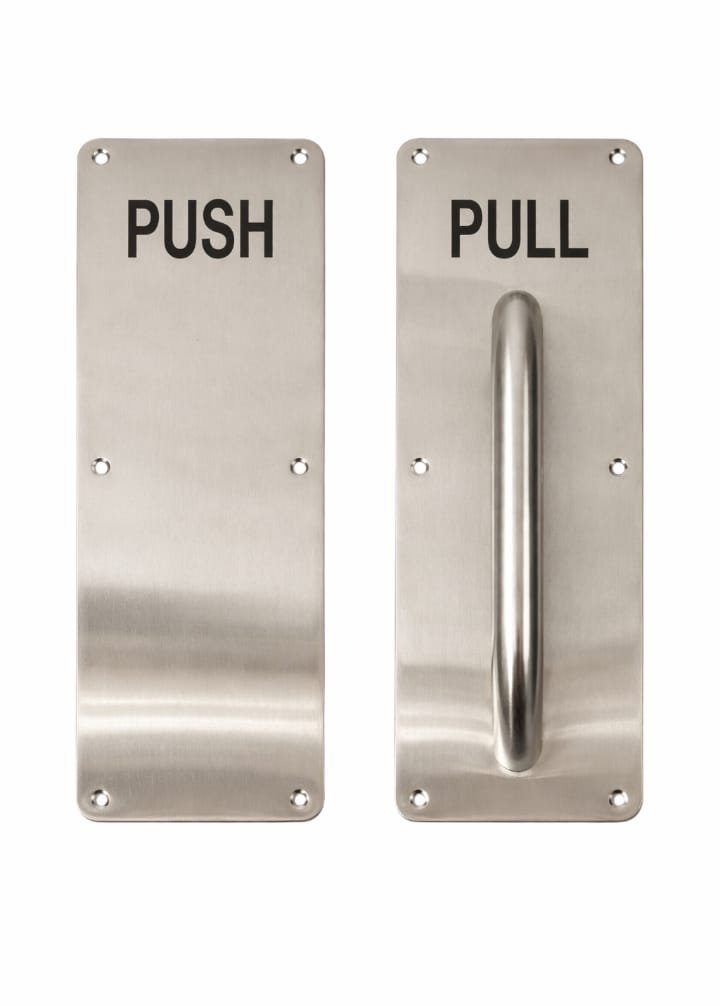 Door Handle, Push Pull Plate, Stainless Steel Handle, Office Door Hardware, Commercial Door Pull, Fire Door Handle, 304 Stainless Steel, Door Plate Set, Restaurant Door Handle, Metal Door Pull.