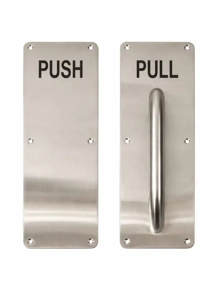 Door Handle, Push Pull Plate, Stainless Steel Handle, Office Door Hardware, Commercial Door Pull, Fire Door Handle, 304 Stainless Steel, Door Plate Set, Restaurant Door Handle, Metal Door Pull.