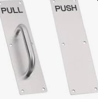 Door Handle, Push Pull Plate, Stainless Steel Handle, Office Door Hardware, Commercial Door Pull, Fire Door Handle, 304 Stainless Steel, Door Plate Set, Restaurant Door Handle, Metal Door Pull.