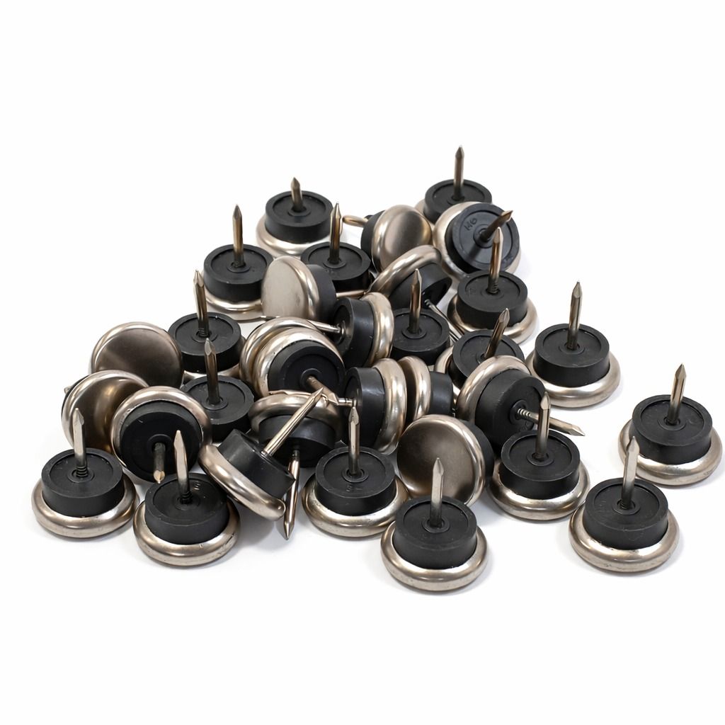Get a (Pack of 20/50)Premium 22mm Metal Foot Glides – Heavy Duty Nail-On Furniture Sliders and Floor Protectors for Wooden Chairs, Tables, and Sofas | Anti-Scratch & Noise-Reducing Furniture Hardware