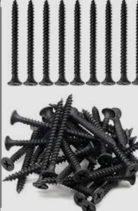 Premium Black Gypsum Drywall Screws (200Pcs/Pkt) - Sharp Tip Bugle Head Fine Thread Fasteners: All Sizes Available 6x1/2" (16mm), 6x3/4" (20mm), 6x1" (25mm) - Wholesale & Retail Options.