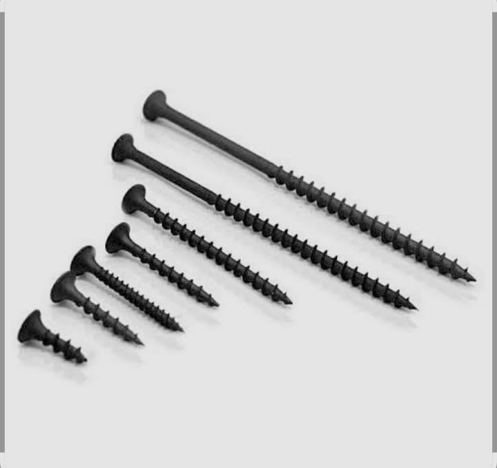 Premium Black Gypsum Drywall Screws (200Pcs/Pkt) - Sharp Tip Bugle Head Fine Thread Fasteners: All Sizes Available 6x1/2" (16mm), 6x3/4" (20mm), 6x1" (25mm) - Wholesale & Retail Options.