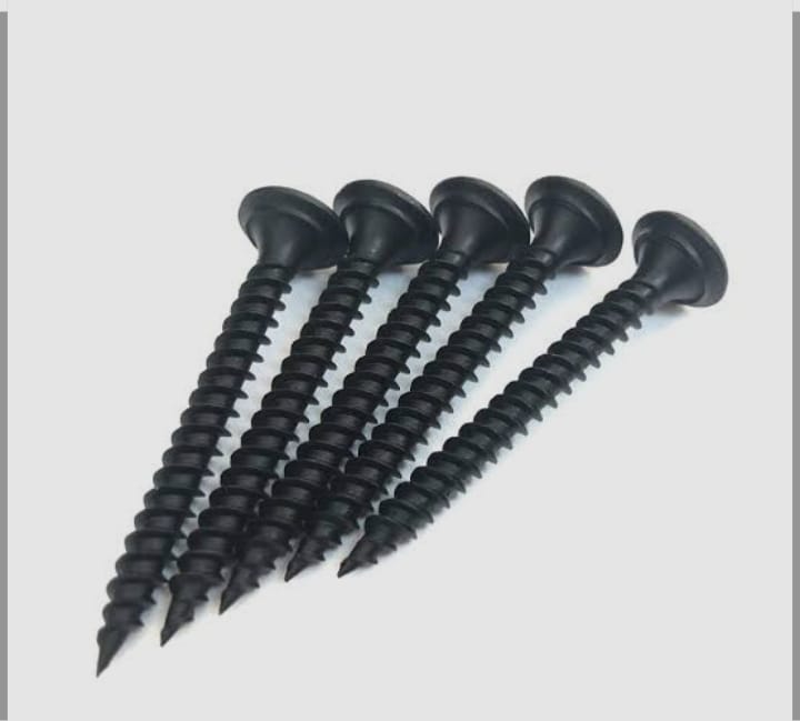 Premium Black Gypsum Drywall Screws (200Pcs/Pkt) - Sharp Tip Bugle Head Fine Thread Fasteners: All Sizes Available 6x1/2" (16mm), 6x3/4" (20mm), 6x1" (25mm) - Wholesale & Retail Options.
