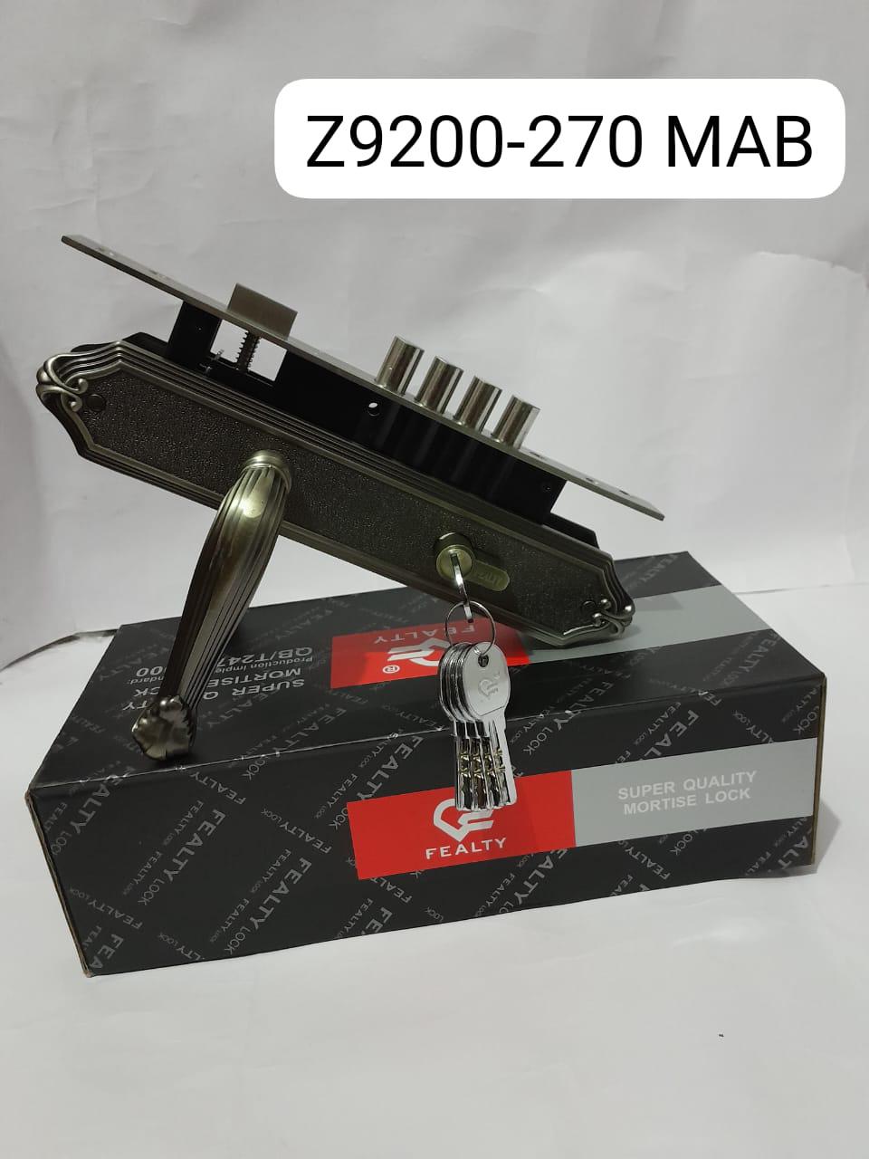 Fealty Z92OO-270 MAB High-Security Mortise Lock Set.This premium locking solution is  engineered for both residential and commercial applications providing a robust physical barrier-Antique brass.