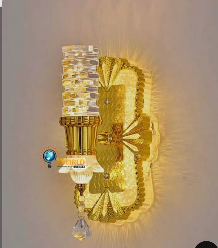 Neelux Geometric Glass Wall Bracket Light (DL 0034) - Modern Gold Luxury Crystal Sconce for Living Room,Bedroom,Bathroom and Hallway-High Quality Indoor  Decorative LED Wall Lamp.