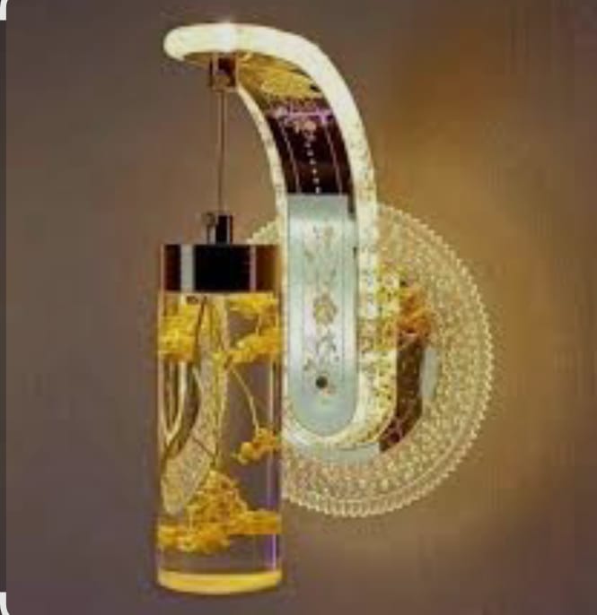 Neelux Geometric Glass Wall Bracket Light (DL 0034) - Modern Gold Luxury Crystal Sconce for Living Room,Bedroom,Bathroom and Hallway-High Quality Indoor  Decorative LED Wall Lamp.