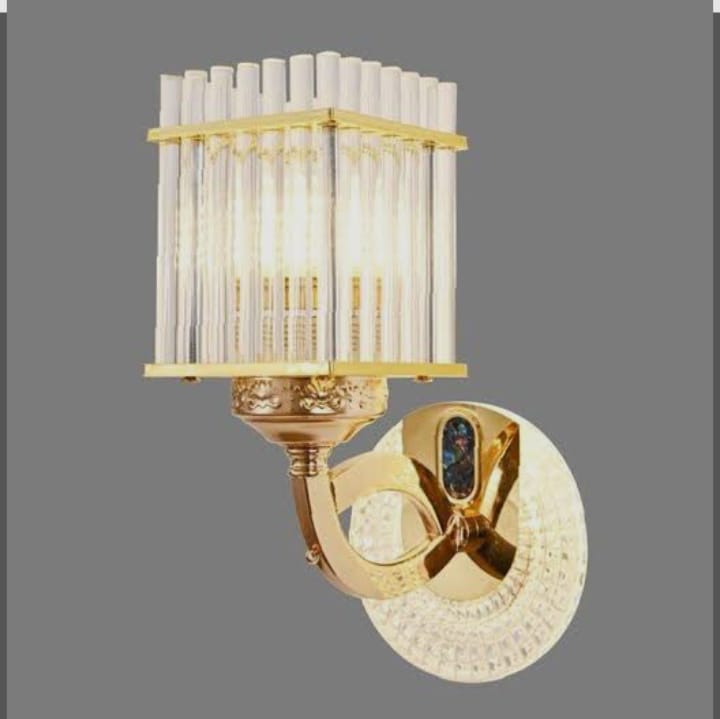 Neelux Geometric Glass Wall Bracket Light (DL 0034) - Modern Gold Luxury Crystal Sconce for Living Room,Bedroom,Bathroom and Hallway-High Quality Indoor  Decorative LED Wall Lamp.