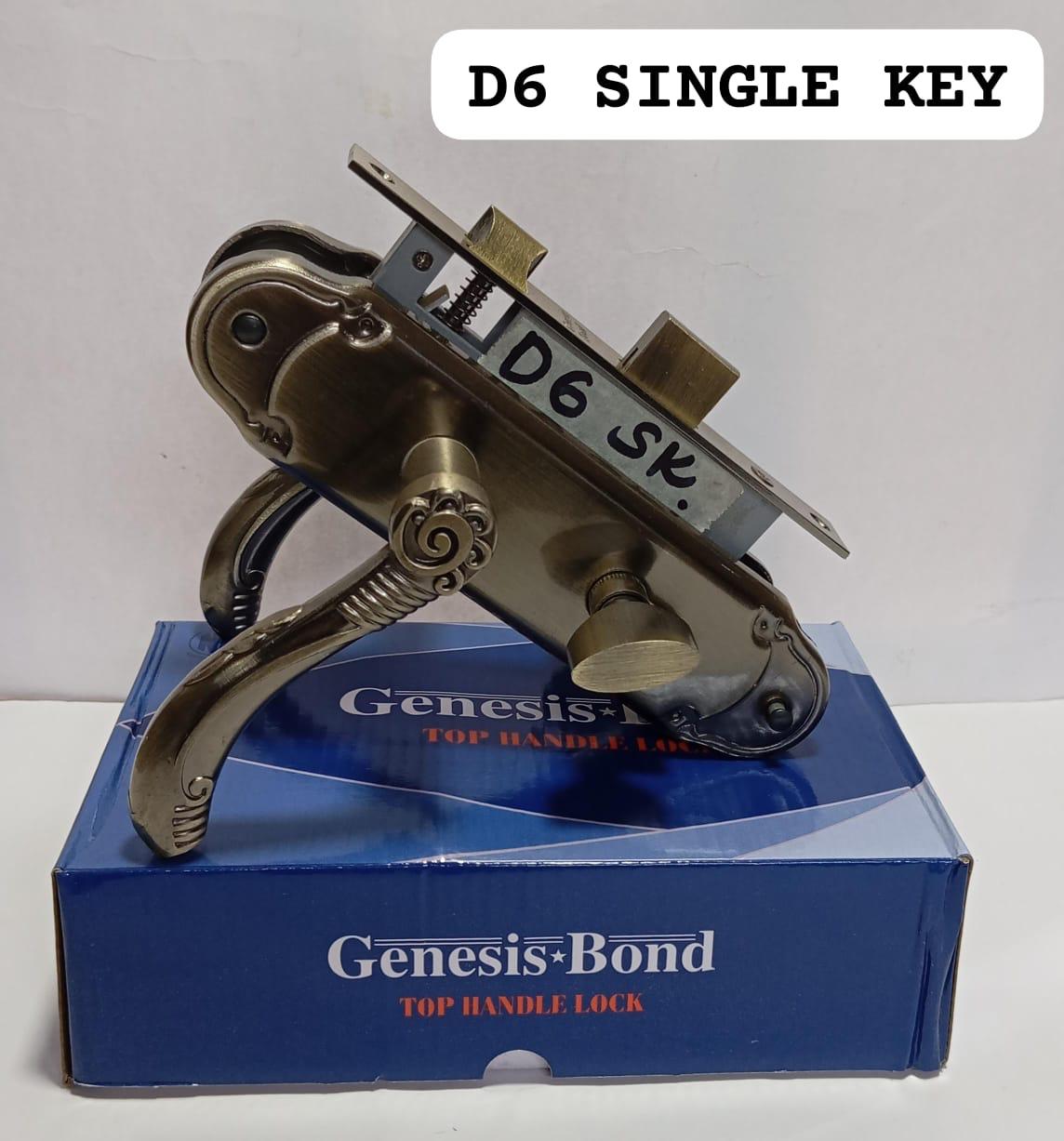 OFFER PRICE !!!  Genesis Bond D6 Double Key  Top Handle Door Lock – Heavy Duty Antique Brass Finish – Premium Security Lockset for Wooden & Steel Doors