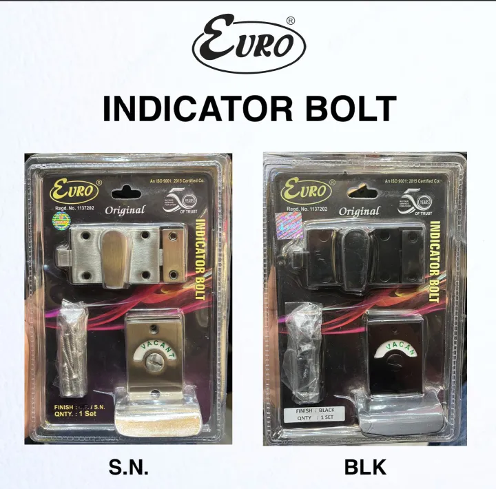 SET OF 2 / 3: Euro Premium Indicator Bolt Bathroom Lock - Heavy Duty Vacant/Engaged Privacy Latch Set - Rustproof Zinc Alloy Door Hardware for Public Restrooms, Offices & Home - Bulk Value Multi-Pack.