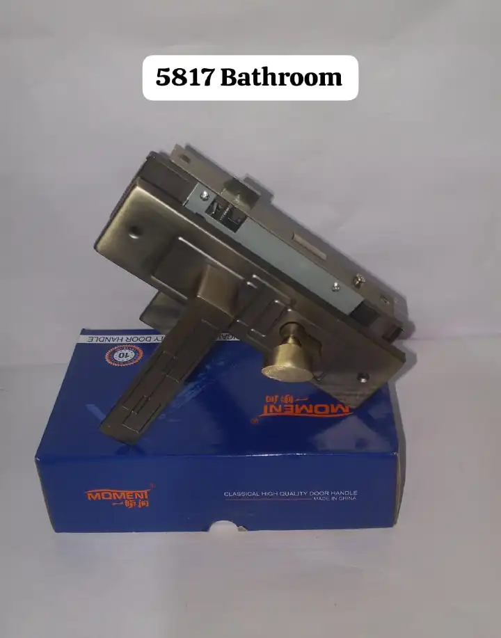 Moment 5817 Bathroom Door Handle Set - Heavy Duty Cylindrical Privacy Lockset (No Key) - Anti-Rust Stainless Steel Finish - Special Discount Offer on Retail 1 & Special discount for 2 .