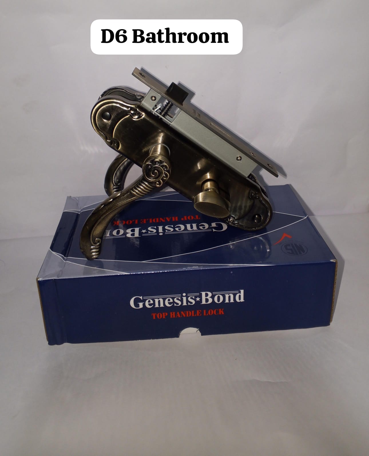 Genesis D6 Bathroom Door Lock Set - Privacy Thumb-Turn Handle - Antique Bronze - Available in 1pc or 2pc Value Pack - High Security Mortise Lock for Washrooms  .
