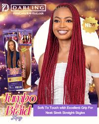 Darling Jumbo 4in1 Long Braid 26" - 2 Packs & 3 Packs Bundle - Premium Lightweight Synthetic Hair Extensions for Knotless, Box Braids & Boho Curls - Hot Water Set, Soft Texture & Tangle-Free (26 Inch)