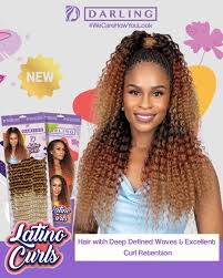 Darling Latino Curls 2pc Value Pack - 35cm Premium Synthetic Crochet Hair Extensions - High Volume Boho Braid & Water Wave Texture - Tangle-Free Long Lasting Bounce - Heat Friendly DIY Styling Fiber