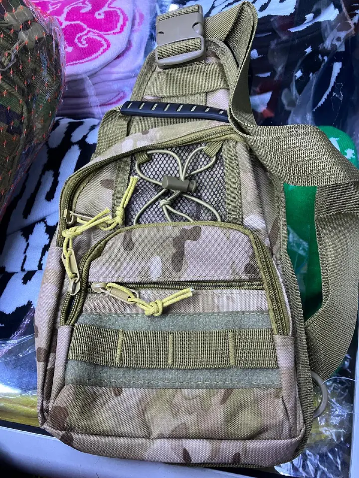 Tactical Military Sling Chest Bag - 600D Waterproof Oxford EDC Shoulder Pack - Multicam Camouflage Outdoor Crossbody Bag for Hiking & Camping