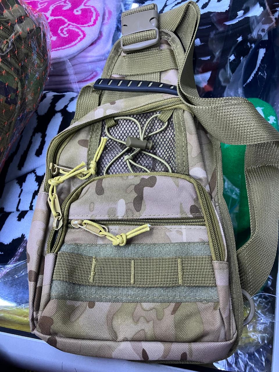 Tactical Military Sling Chest Bag - 600D Waterproof Oxford EDC Shoulder Pack - Multicam Camouflage Outdoor Crossbody Bag for Hiking & Camping