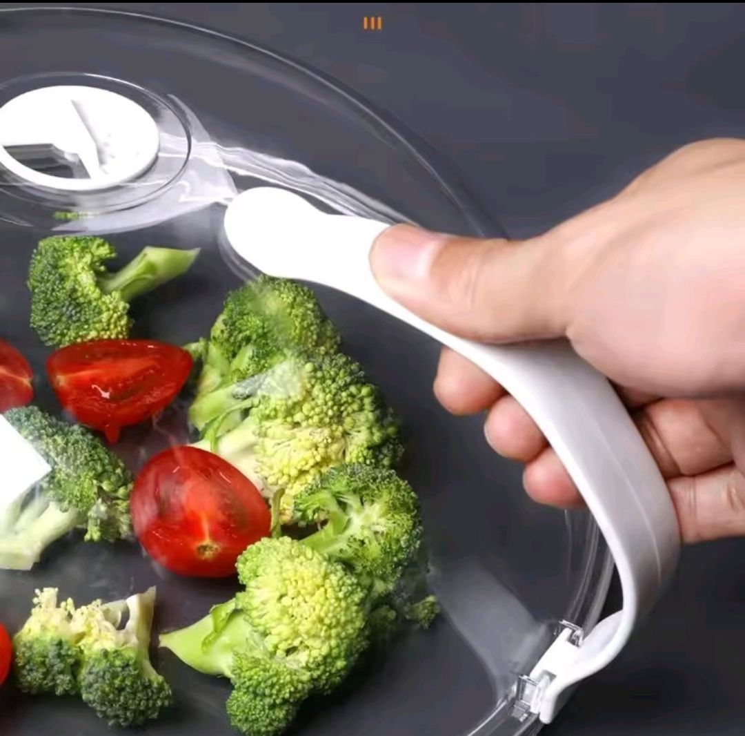 Microwave food cover high temperature splash-proof cover with handle washable transparent dust-proof with chef special handle