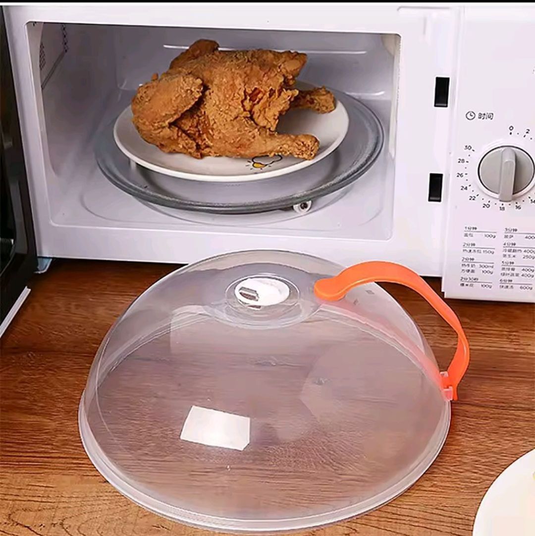 Microwave food cover high temperature splash-proof cover with handle washable transparent dust-proof with chef special handle