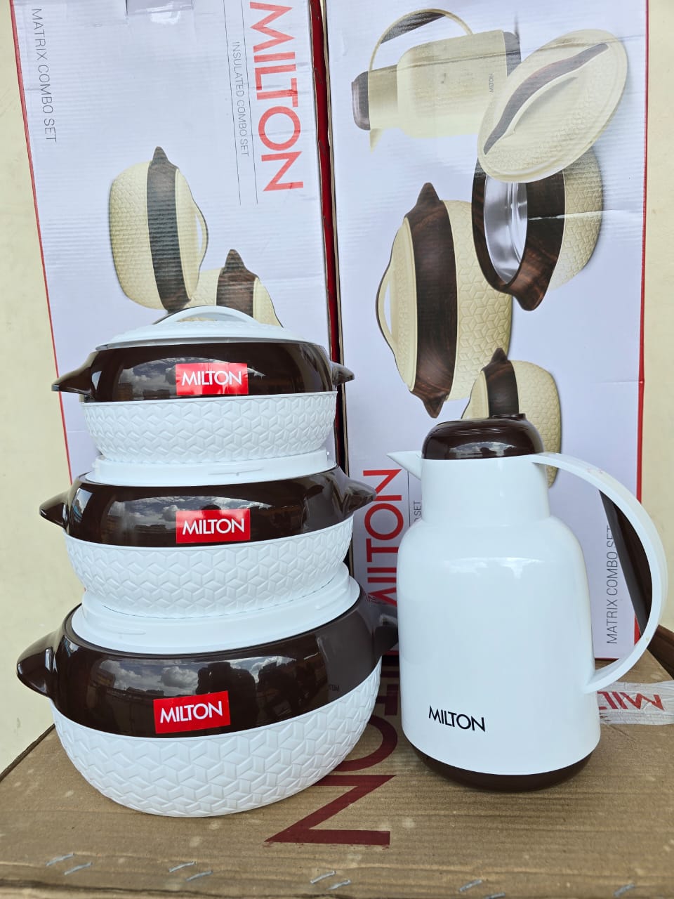 Milton 3-Piece Insulated Hotpot Set with Thermal Flask – Cream Color