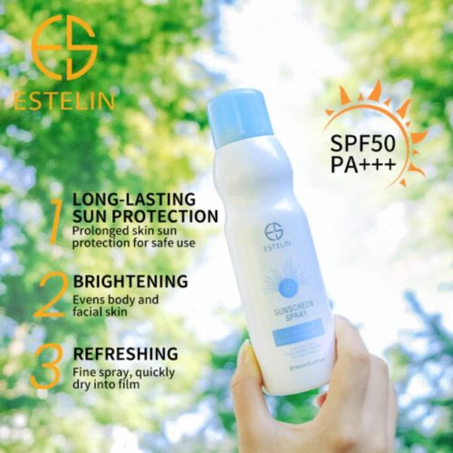 ESTELIN SPF50PA+++ Ultra-Light Sunscreen Spray -enriched with sun filters and moisturizing active ingredients that contributes towards the prevention and protection against sun burns and photo-aging o