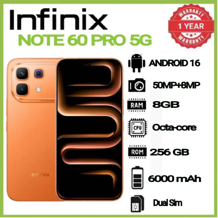 New Launch Deal INFINIX Note 60 Pro 5G Snapdragon 7s Gen 4 6.78" AMOLED 6000mAh 50MP AI Cam 8GB+8GB RAM 256GB ROM, 90W Wired 30W Wireless Charge