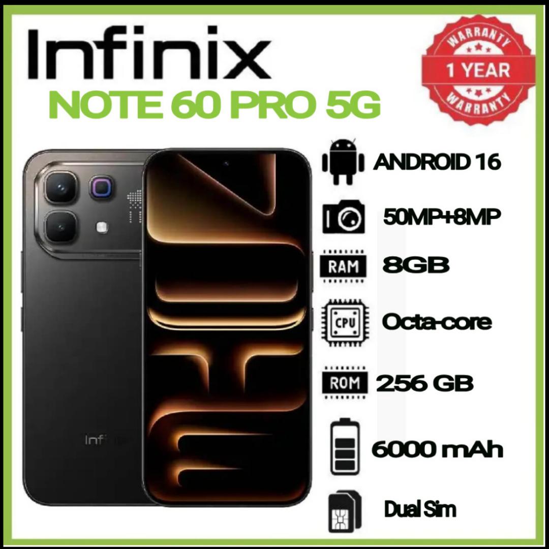New Launch Deal INFINIX Note 60 Pro 5G Snapdragon 7s Gen 4 6.78" AMOLED 6000mAh 50MP AI Cam 8GB+8GB RAM 256GB ROM, 90W Wired 30W Wireless Charge