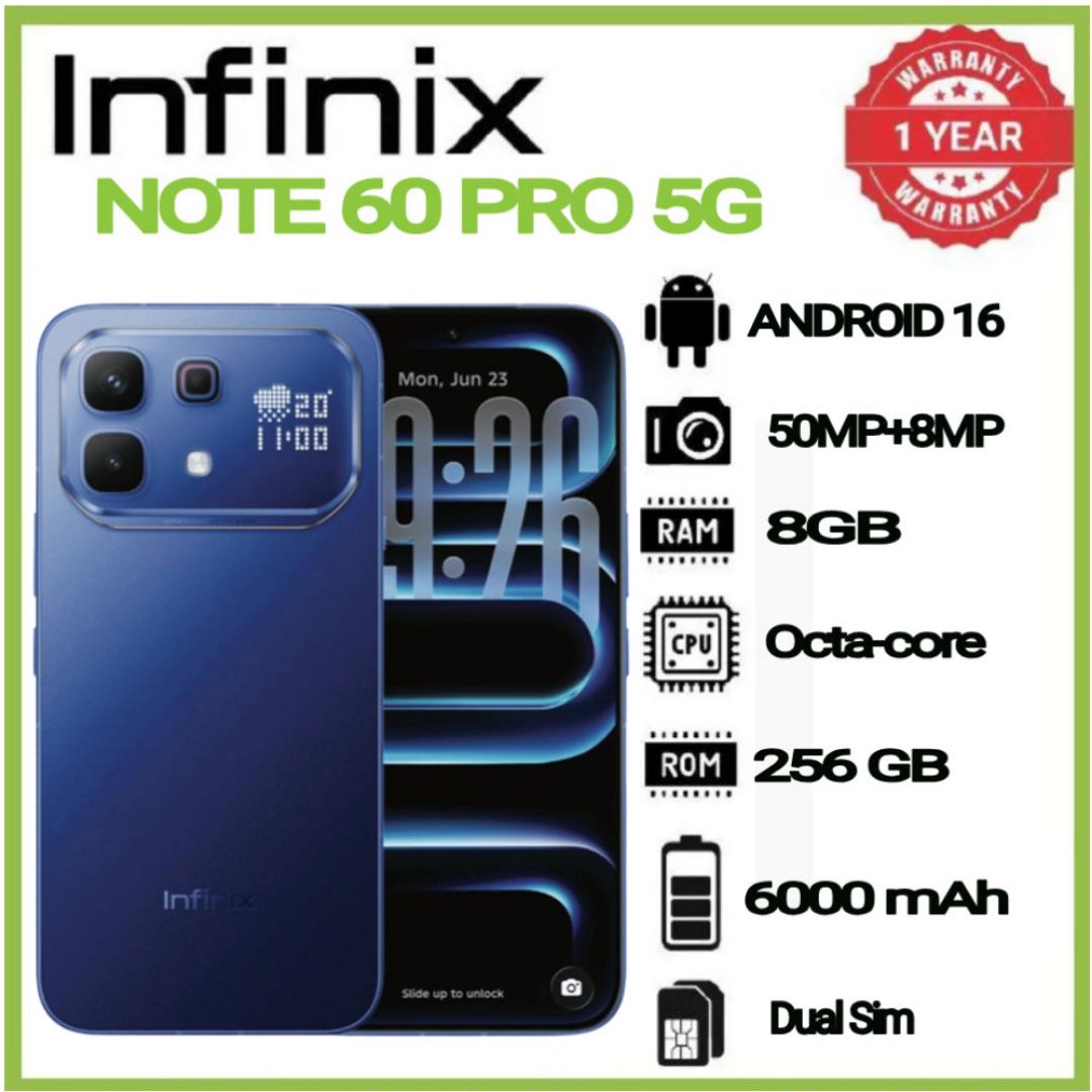 New Launch Deal INFINIX Note 60 Pro 5G Snapdragon 7s Gen 4 6.78" AMOLED 6000mAh 50MP AI Cam 8GB+8GB RAM 256GB ROM, 90W Wired 30W Wireless Charge