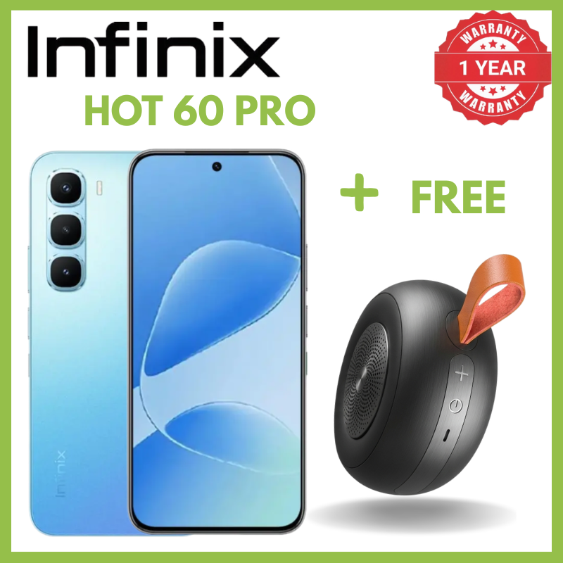Infinix Hot 60 Pro 8GB RAM 128GB ROM 50MP AI Aux Lens Rear Camera 13MP Front Camera Phones 1440p Android 15 XOS 15.1 Phone 5160mAh Battery 45W Charging 10W Reverse IP64 6.6mm Smartphones + Free Gift