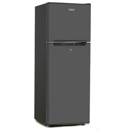 Mika Fridge, 138L, 2 Door Top Mount Freezer, Defrost (Direct Cool), Dark Silver