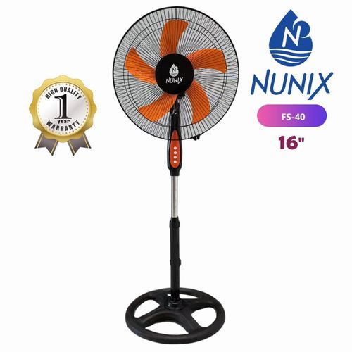 Nunix Standing fan 16" With Timer - Blue And White FS400