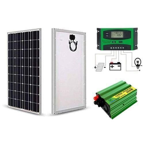 Sunnypex 100W Solar Panel 100 W Monocrystalline All Weather Solar Panel + Free 10A Solar Charge Controller + Free 300W Solar Power Inverter DC To AC Solar Inverter