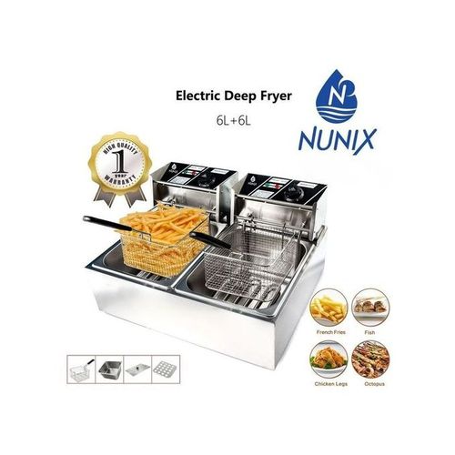Nunix Commercial Chips Flyer 6L Double Deep Fryer Potato Chip Fryer Electrical