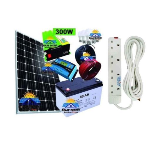 Solarmax 100 Watts Solar Panel All Weather Full Kit + 80 AH Solar Battery + 300 Watts Solar Inverter + 10 AH Solar Charge Controller + 5 DC Bulbs + 10M Cable ( 5M Red + 5M Black ) + Free Power Extensi
