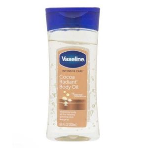 Vaseline Cocoa Radiant Body Oil With Pure Cocoa Butter blue lid