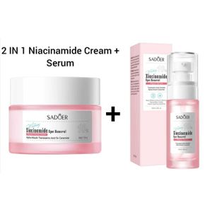 SADOER 2 in 1 Niacinamide Face Cream+Serum 10% With Alpha Arbutin Ceramide Anti Aging Cream for Moisturize Skin, Oil Control, Pores Reducer, and Delay Aging, Niacinamide Face Cream Moisturizing, Smoot