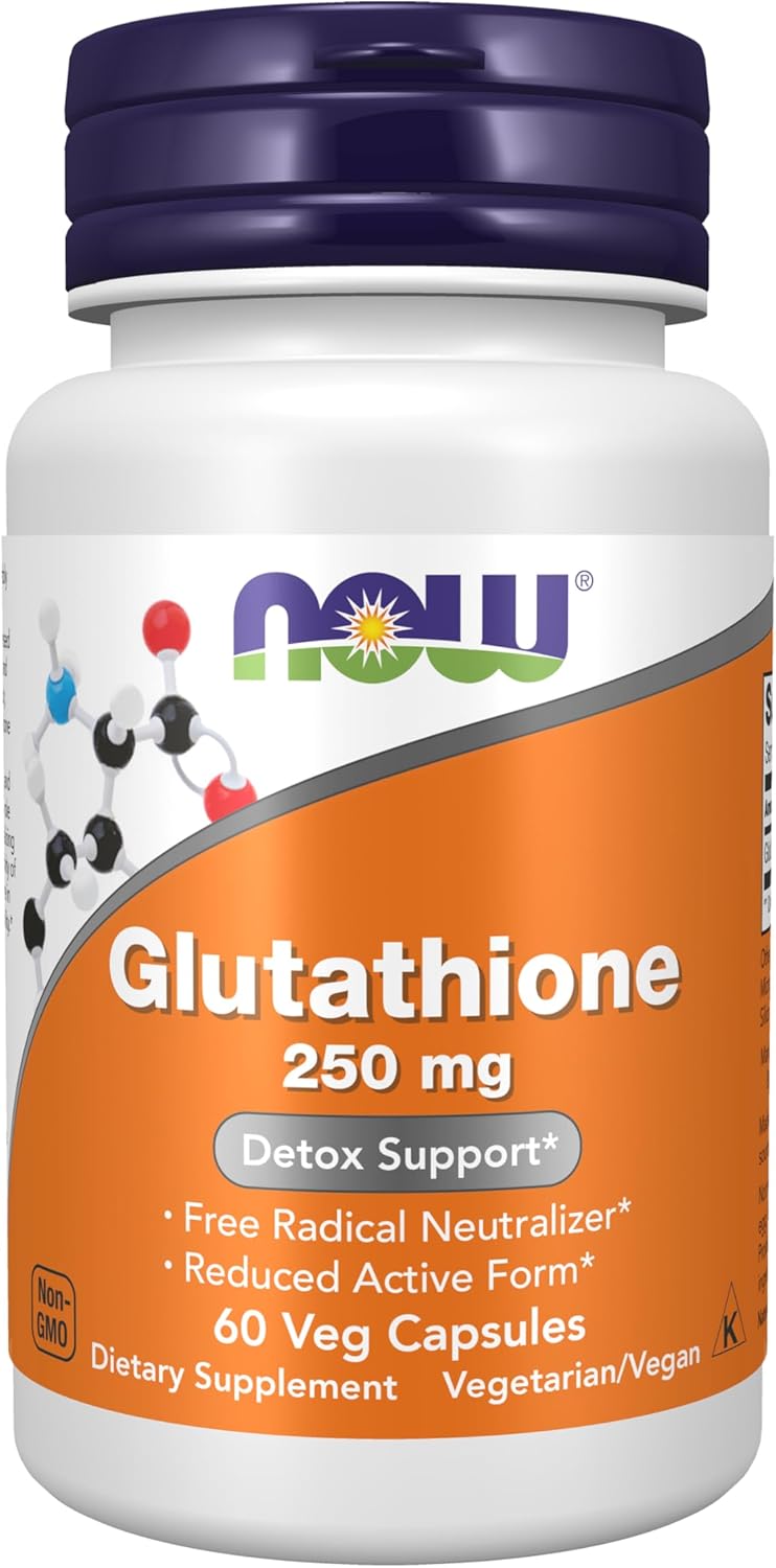 NOW Foods Supplements, Glutathione 250 mg, Detoxification Support*, Free Radical Neutralizer*, 60 Veg Capsules