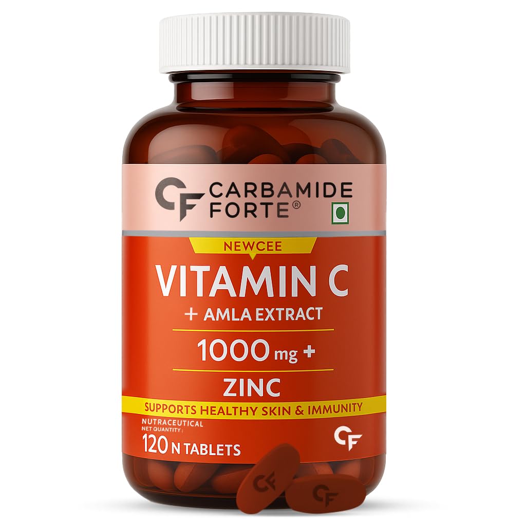 Carbamide Forte Natural Vitamin C Supplements Amla Extract With Zinc For Immunity & Skincare | Vitamin C Tablets - 120 Tablets