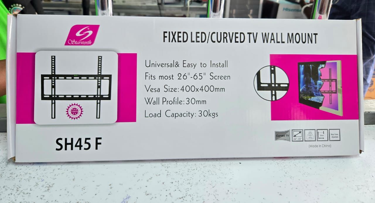 TV Wall Mount TV Stand 26″-65″ Skill Tech Steel Material Fixed Solid Wall mount suitable for 26 inch to 65 inch Tv, load capacity of 45kg, flat panel tv wall mount ( SH-45F )