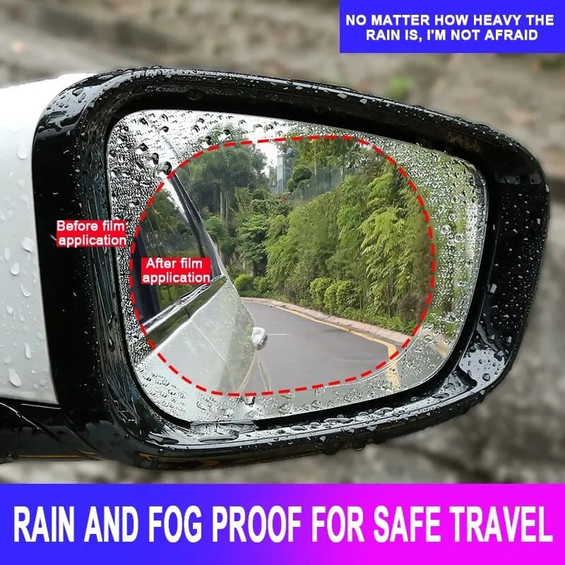Car Rearview Mirror Rainproof & Anti-Fog Protective Film – Clear Vision Safety Sticker, Waterproof and rainproof film keeps side mirrors clear during rainy weather, Anti-fog technology prevents mist.