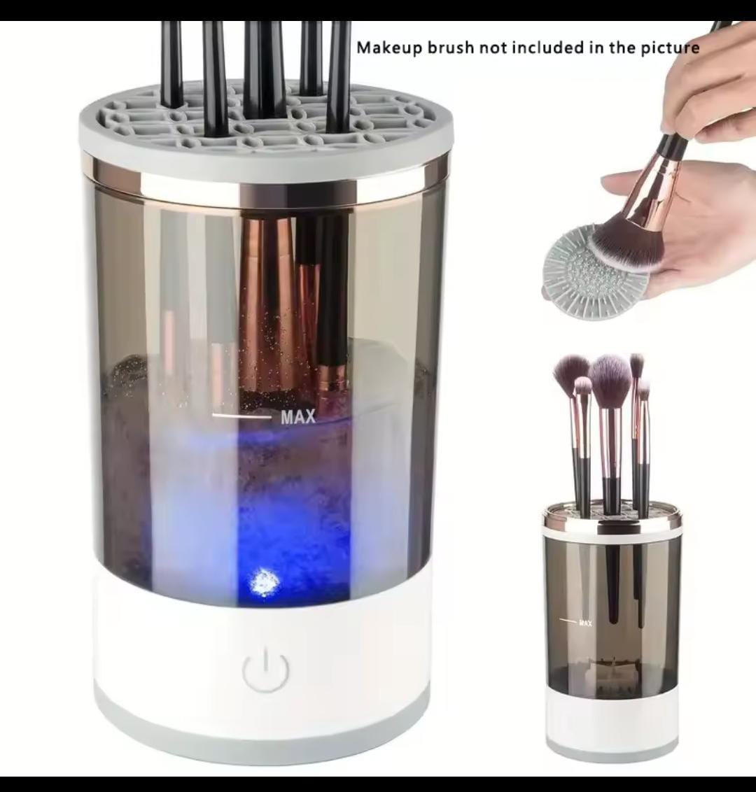 Automatic Makeup Brush Cleaner – Hands-Free Multi Brush Cleaning Machine, Automatic hands-free brush cleaner saves time and effort, Auxiliary cleaning mode for deeper and more effective cleaning.