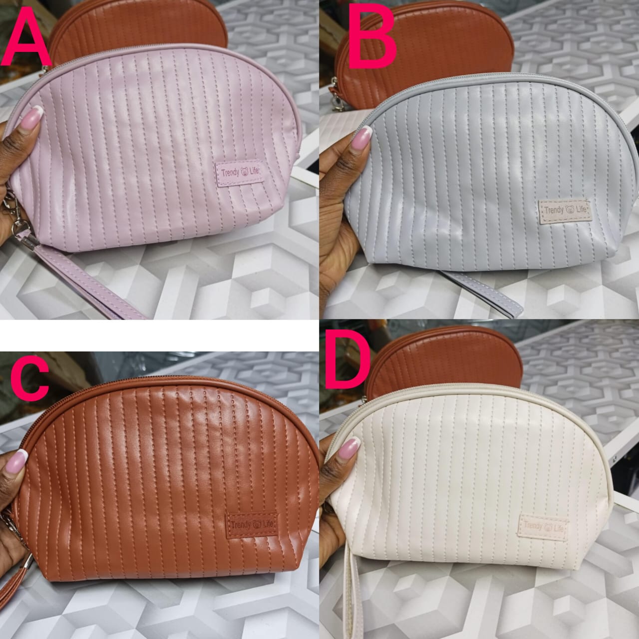 Portable Waterproof Leather Makeup Bag – Travel Cosmetic Pouch, Made from high-quality, waterproof leather, Compact and portable, perfect for travel, Multiple compartments for organizing cosmetics.