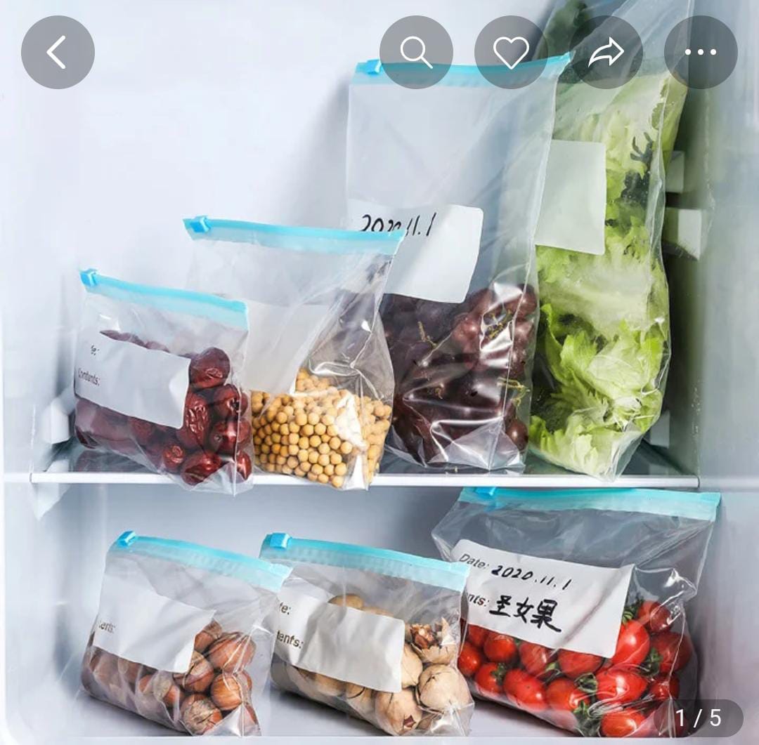 Fridge Zip Bag — Convenient Food Storage & Preservation, Resealable zip closure for freshness, Durable and leak-proof design, Transparent for easy content visibility.