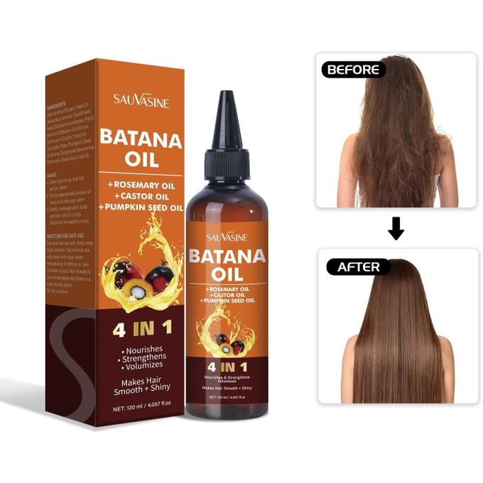 Sauvasine Organic Batana Hair Growth Oil, with Rosemary & Pumpkin Seed Oil, 4-in-1 Blend for Thicker, Stronger Hair, Repairs Damaged Hair