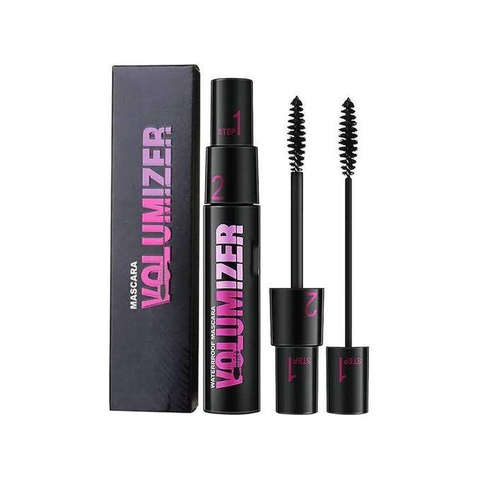 2 In 1 Black Mascara Waterproof Long Lasting Thickening Lengthening Curling Natural Lashes Makeup Dual - Brush Fiber Lash Mascara for Women Girls