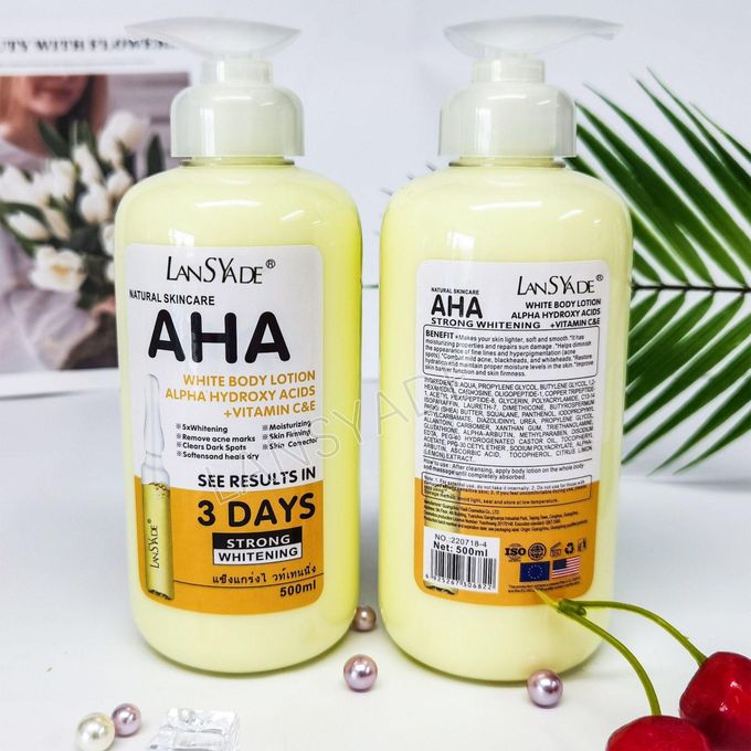LansYade AHA Lotion 5X Body Whitening Alpha Hydroxy Acid + Vitamin C & E See Results In 3 Days