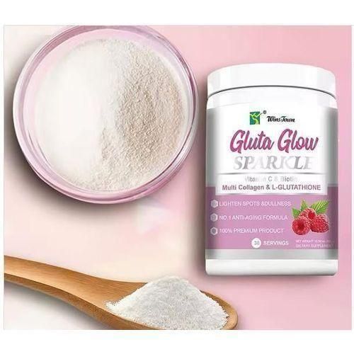GLUTA GLOW Sparkle Powder Skin Whitening & Anti-Aging Supplement Vitamin C, Biotin, Collagen, Glutathione