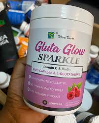 GLUTA GLOW Sparkle Powder Skin Whitening & Anti-Aging Supplement Vitamin C, Biotin, Collagen, Glutathione