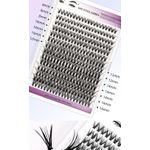 One box of pink eyelash set+3pcs Eyebrow tool, thick and dense 280 clusters D-shaped curling DIY segmented single cluster false eyelashes, suitable for professional use